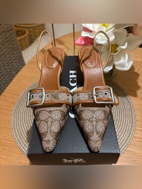 Coach Woman Margot Slingback Crystal Signature Jacquard CCV94 Size 5